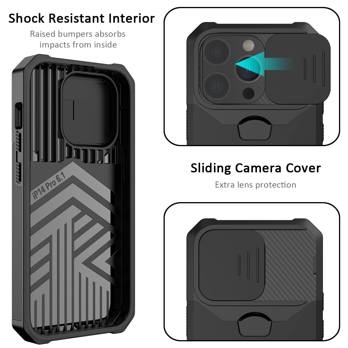 for iPhone 12 Pro Case, iPhone 12 Pro Case 6.1 Inch Slide Camera