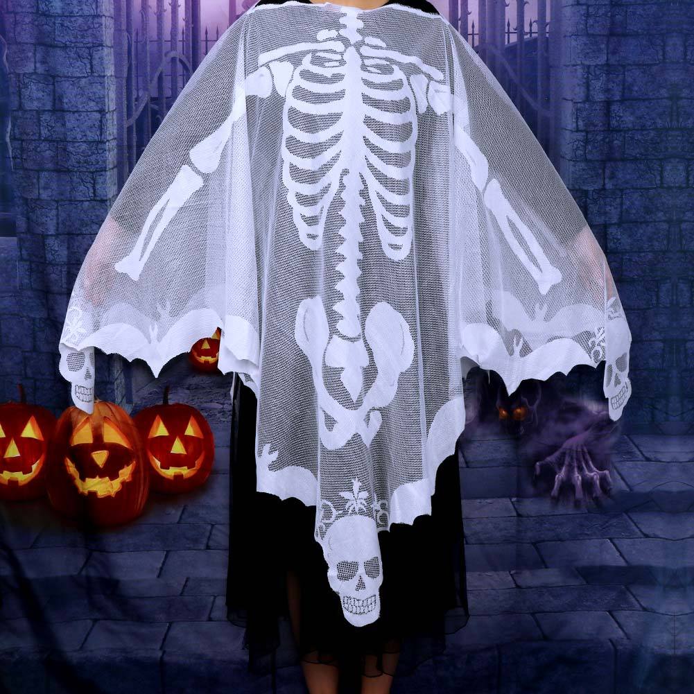 Halloween Skeleton Poncho Women White Black Lace Skull Bones - Temu