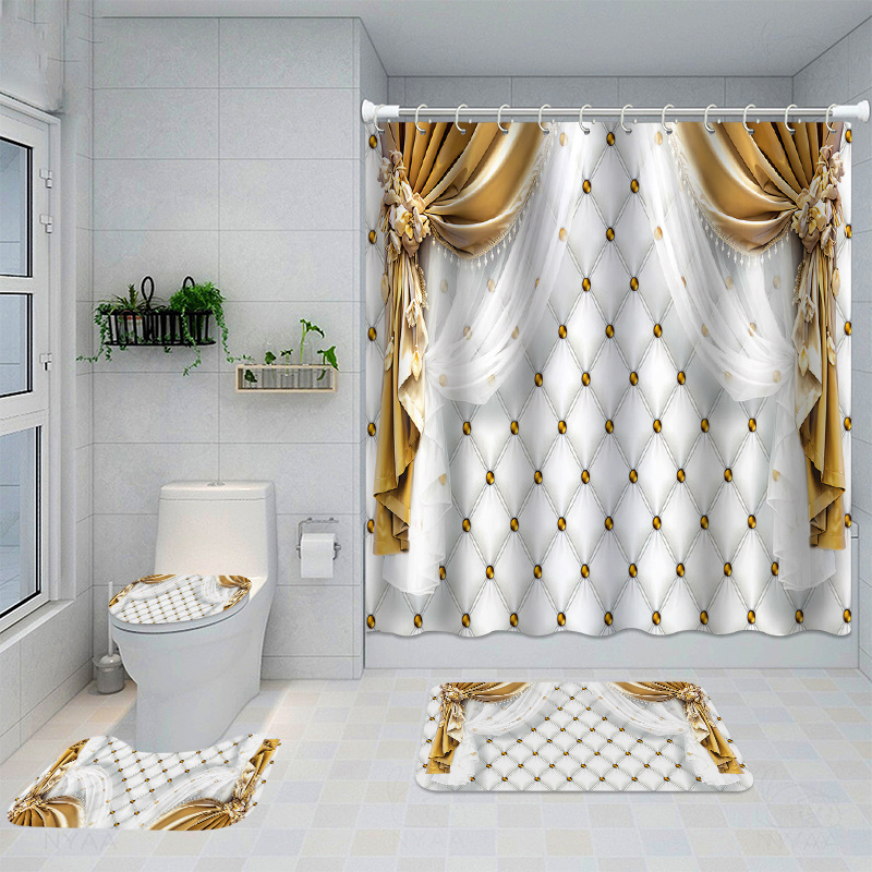 Lv Luxury Type 62 Shower Curtain Waterproof Luxury Bathroom Mat Set Luxury  Brand Shower Curtain Luxury Window Curtains - Tagotee