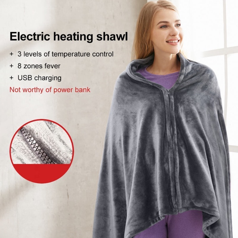 Electric Heated Shawl Blanket Flannel Usb Cordless Wrap For With Zipper,  Adjustable 3 Levels Temperature, Wearable Portable Throw Poncho Wrap For  Shoulder And Neck - Temu