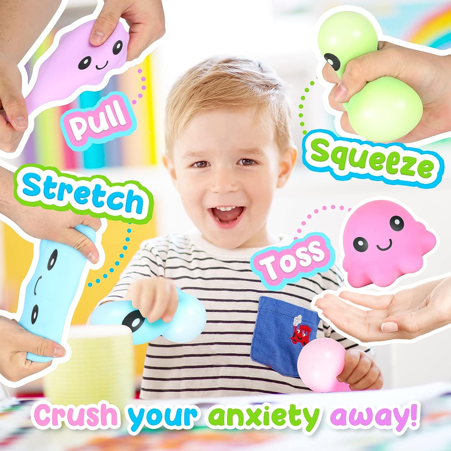 Octopus Stress Balls 4pcs Sensory Fidget Toys
