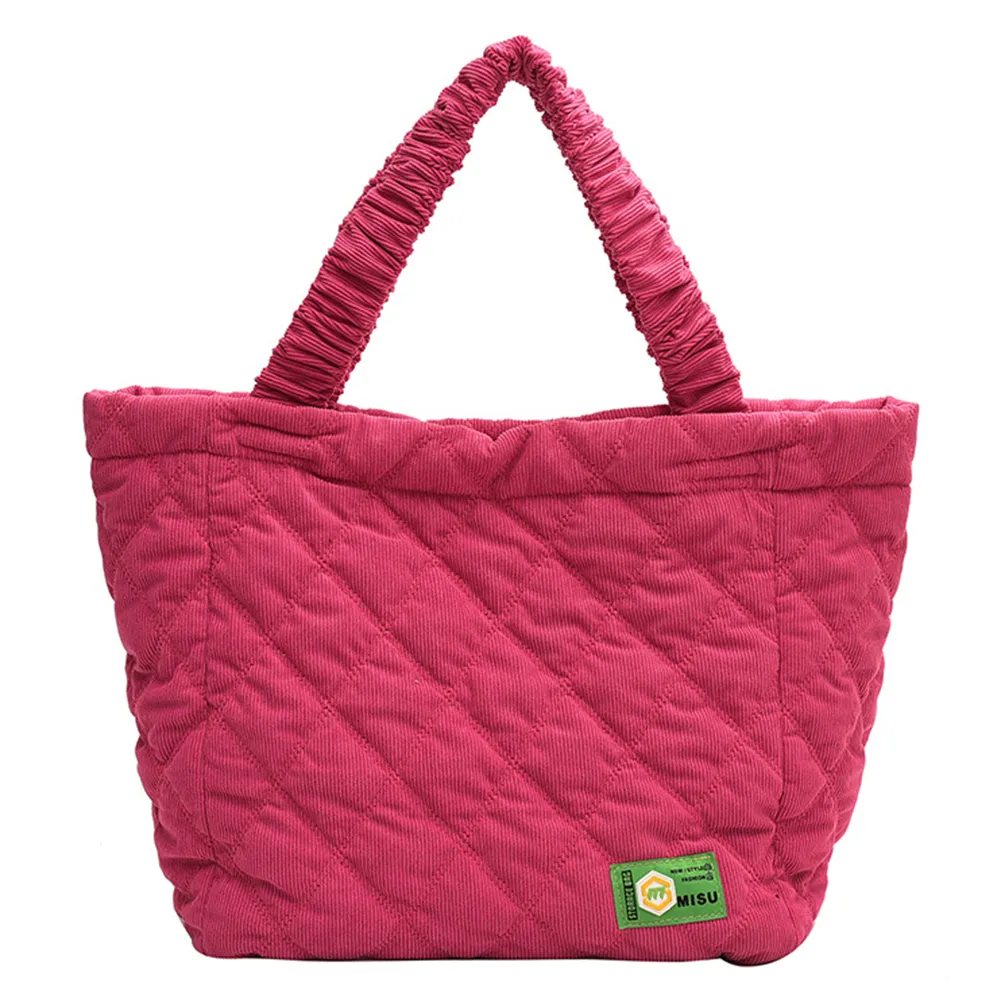 Soft Corduroy Tote Bag, Argyle Quilted Shoulder Bag, Cloud Large Capacity  Handbag For Women - Temu