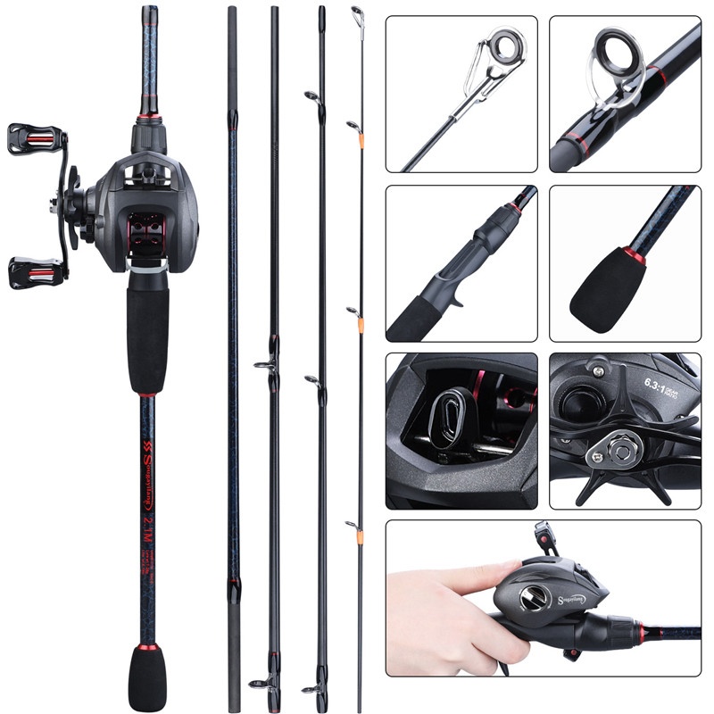 Sougayilang 7ft Casting Rod and Reel Combo 4 Piece Fishing Pole with 18+1  BB Baitcaster Reel Setup 