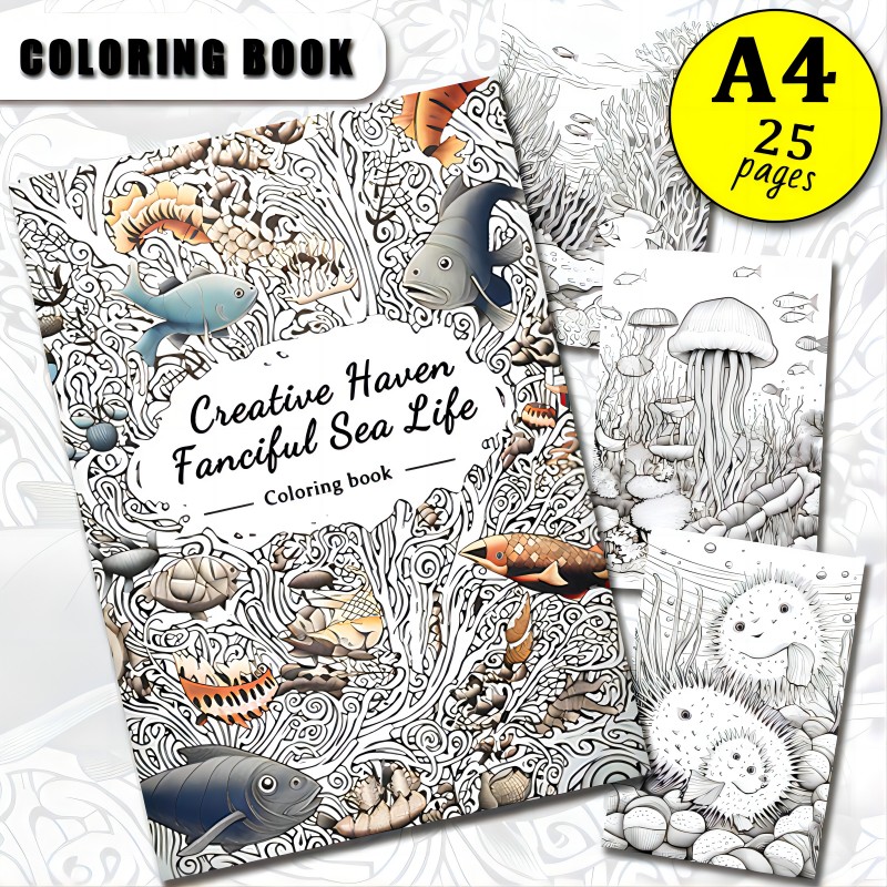 Livro de colorir adulto, página para colorir, imprimir no produto