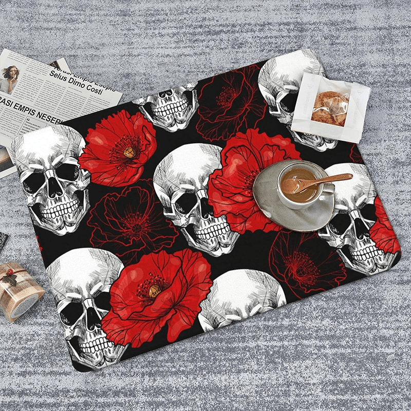 Day Of The Dead Skull Halloween Dish Drying Mat for Kitchen