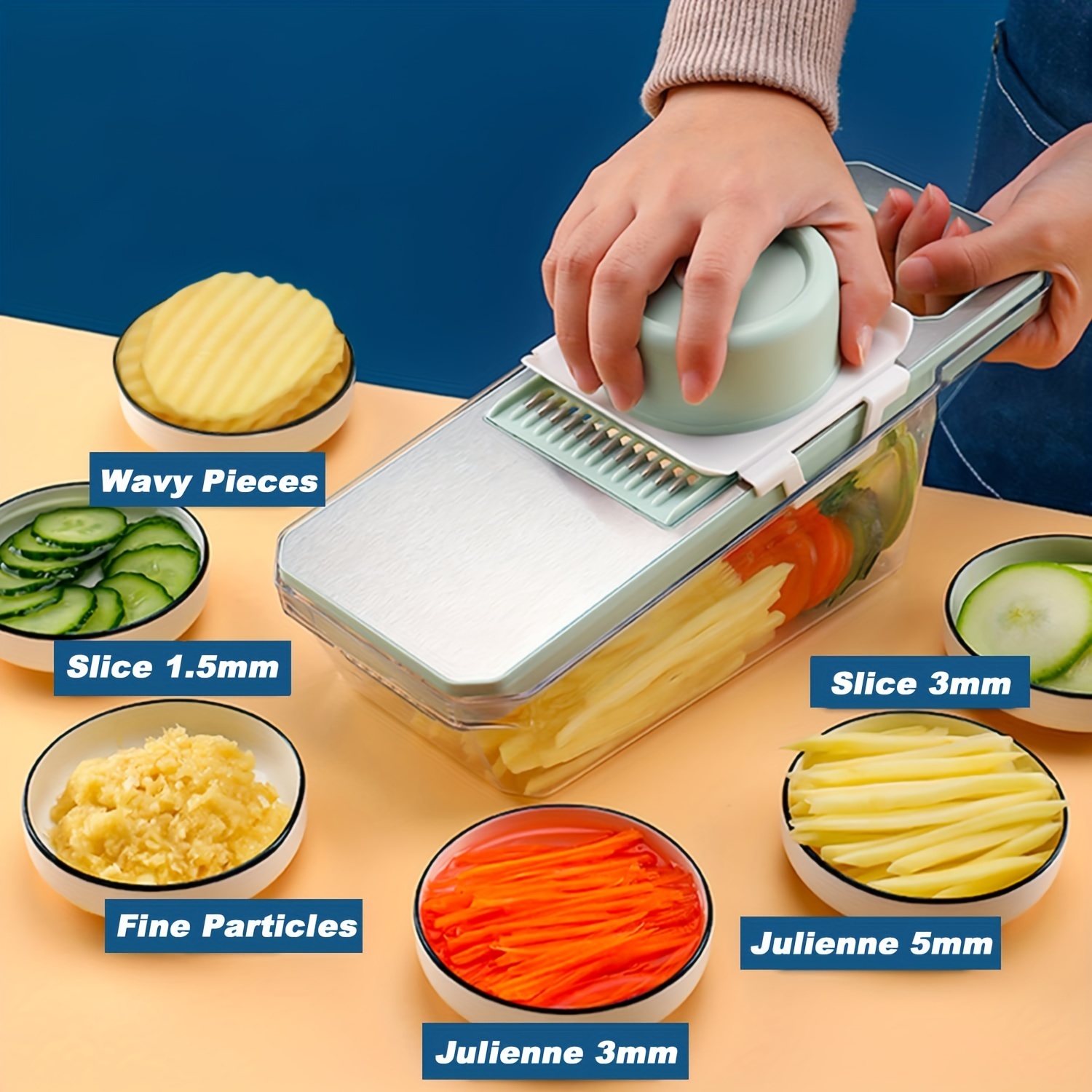 Tools 3 In 1 Multifunctional Vegetable Cutter & Slicers Hand Roller Type  Square Drum Vegetable Cutter With 3 Blades Removable Easy To Clean
