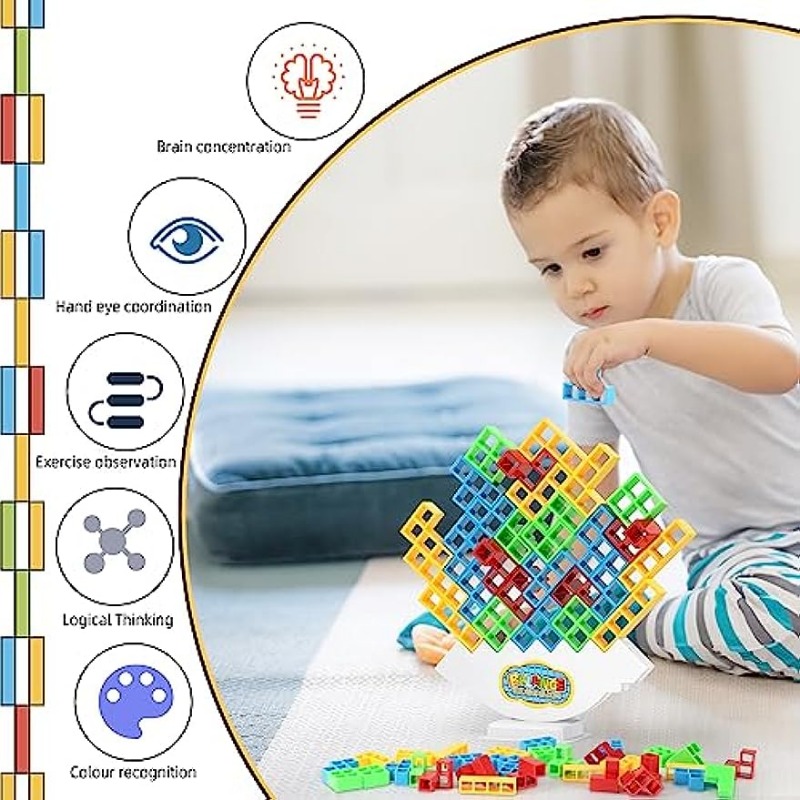 Tetra Tower Balancing Stacking Toys,Board Games for Kids & Adults,Balance  Game Building Blocks,Perfect for Family Games, Parties, Travel 