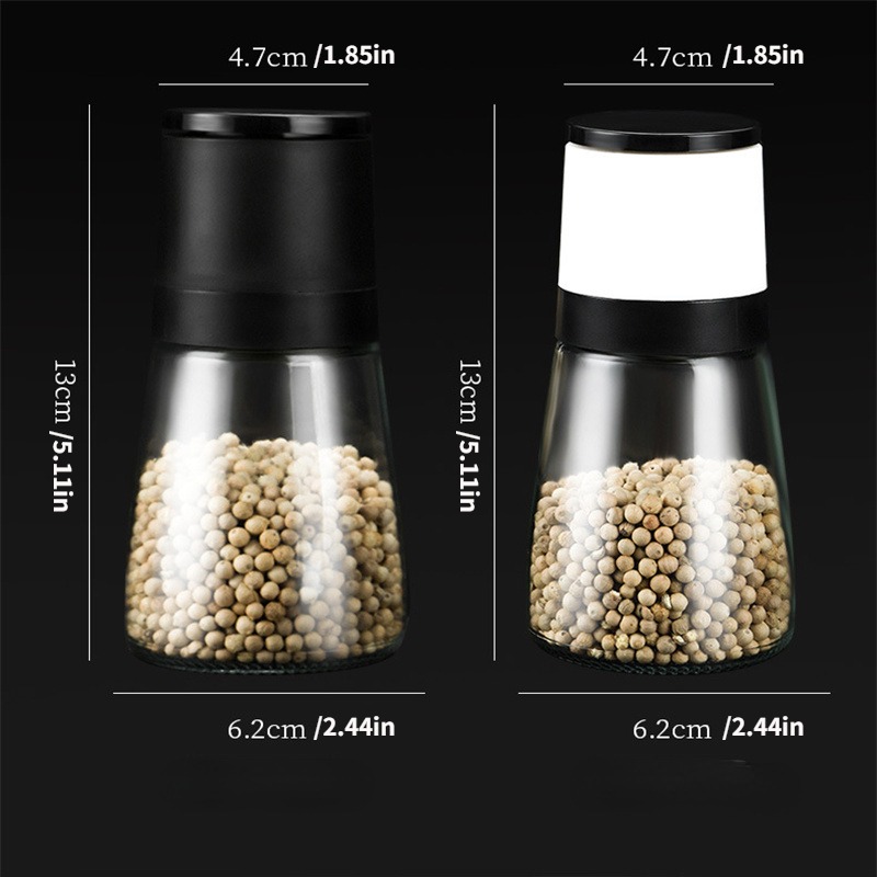 1pc Black Pepper Powder Pepper and Salt Seasoning Bottle Glass