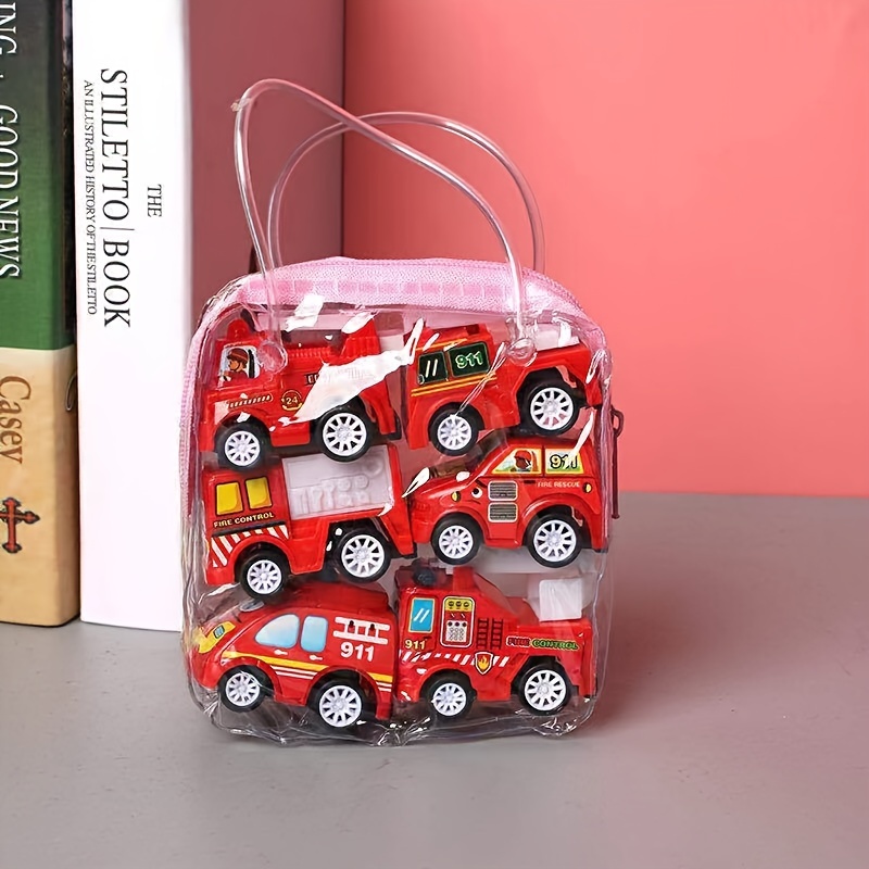 Boys Girls Gifts Kids Toys 1 Bag Pull Back Small Car Set Fire