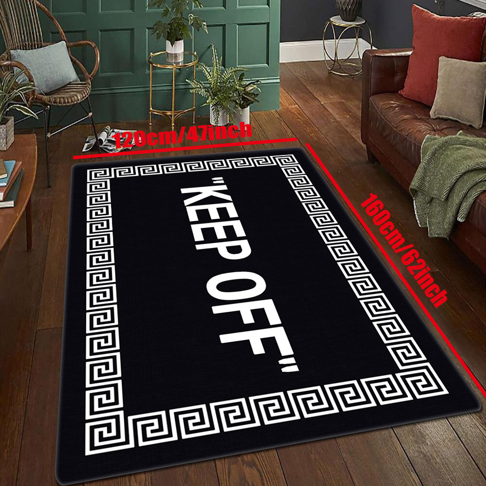 Keep Off Area Rug Black White Rug Stay Away Living Room Rug - Temu