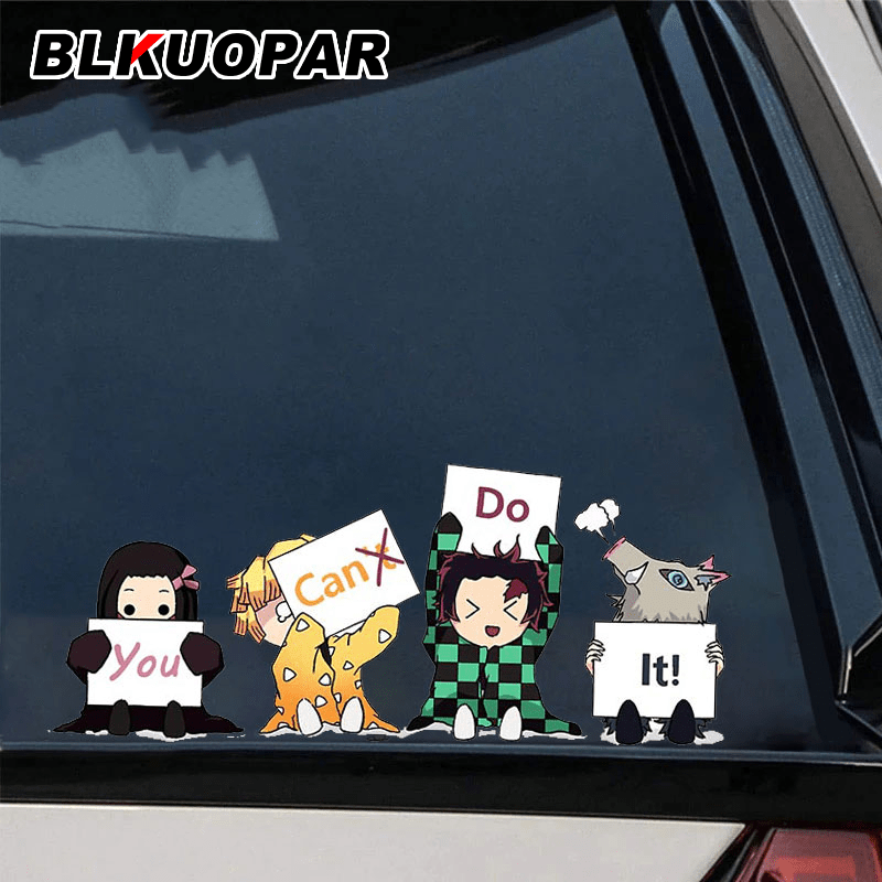 Anime Girl & Boy Car Sticker Cute Cartoon You Can't Do It Warning Vinyl  Decal Car Door Protector Auto Surfboard JDM Decor Waterproof Car Accessories