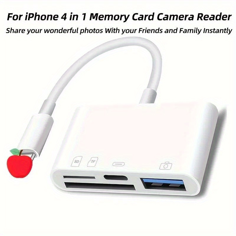 Lecteur De Carte SD Pour IPhone, Adaptateur De Caméra USB 4 En 1 Adaptateur  OTG Femelle