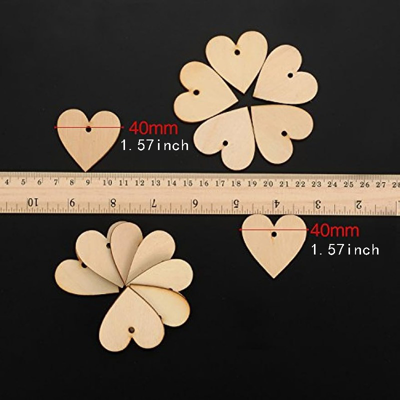 Wooden Hearts Blank Wooden Hearts Embellishments With - Temu