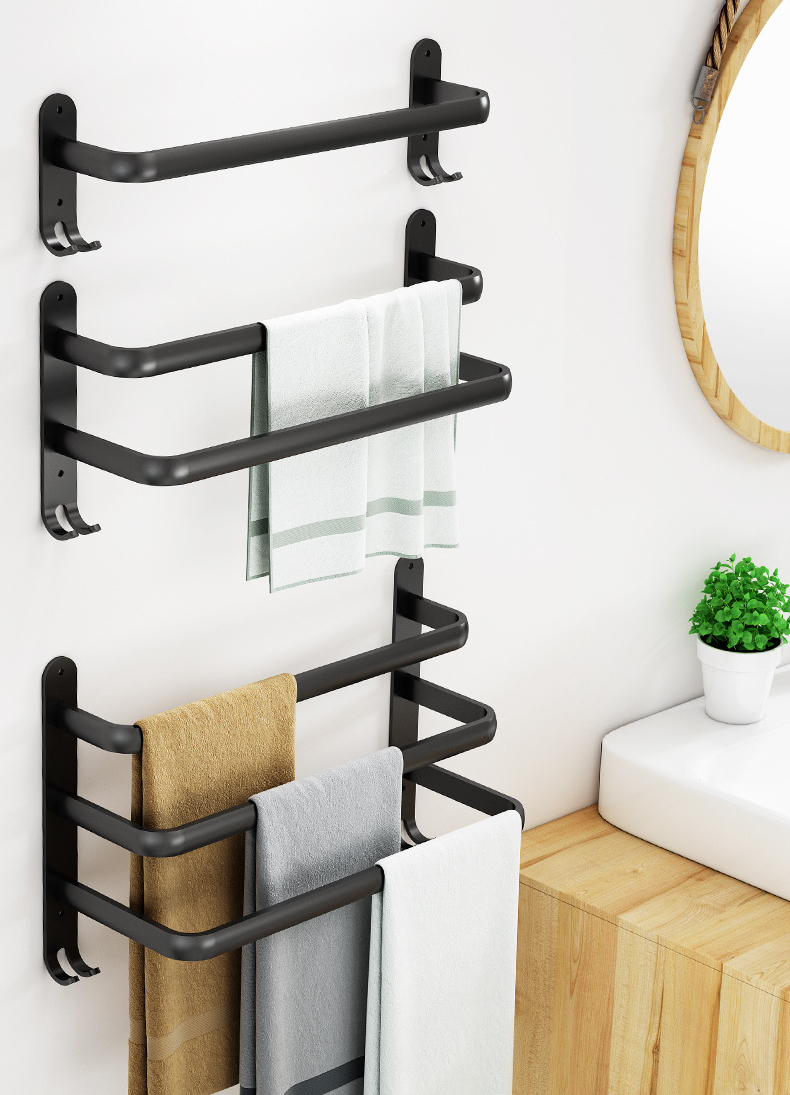 Wall Mounted Towel Rack 1/2/3 rod Hanging Towel Rack Bath - Temu