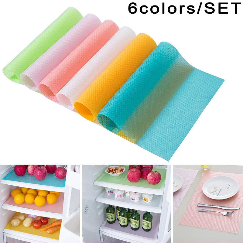 

6pcs/set Refrigerator Liners Washable Refrigerator Pad Multifunctional Fridge Pads Oilproof, And Waterproof Fridge Mats For Shelves, Glass Cups, And Drawer Covers