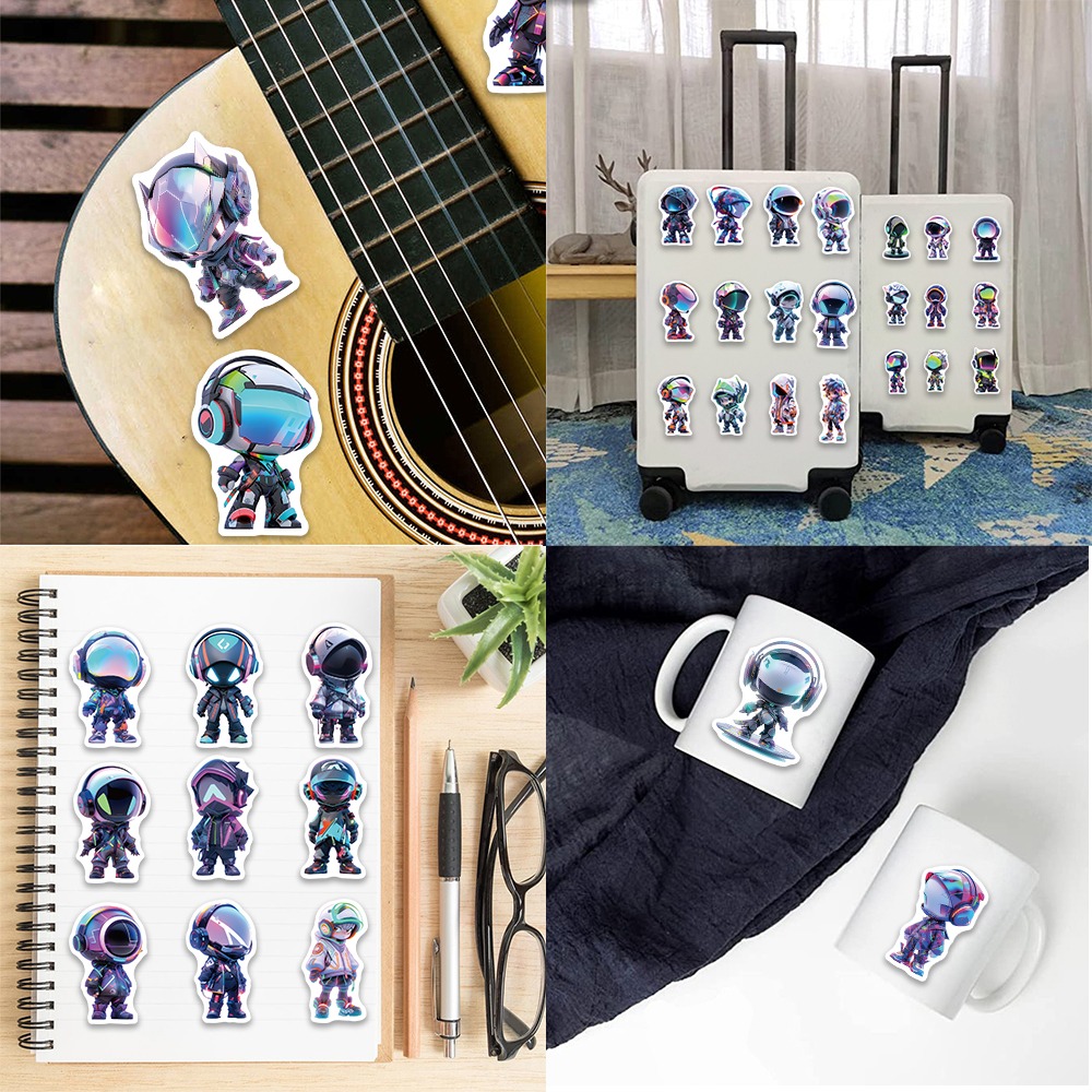 51pcs Cartoon Funny Robot Stickers Waterproof Doodle Sticker For Laptop PC  Computer Tablet Mobile Smartphones Phone Case Guitar Desktop Cup Travel Toy