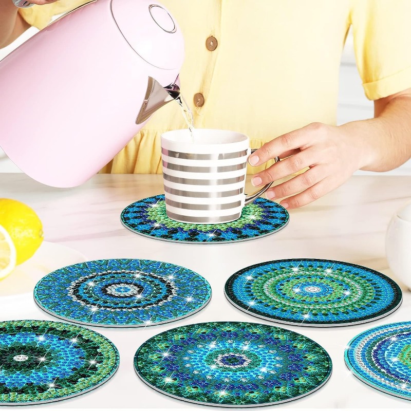  12 Pcs Diamond Painting Coasters Kits Mandala Diamond Painting  Coasters with Holder DIY Diamond Art Coasters with Cork Base 5D Diamond  Painting Kits for Adults Kids Beginners Art Craft Supplies