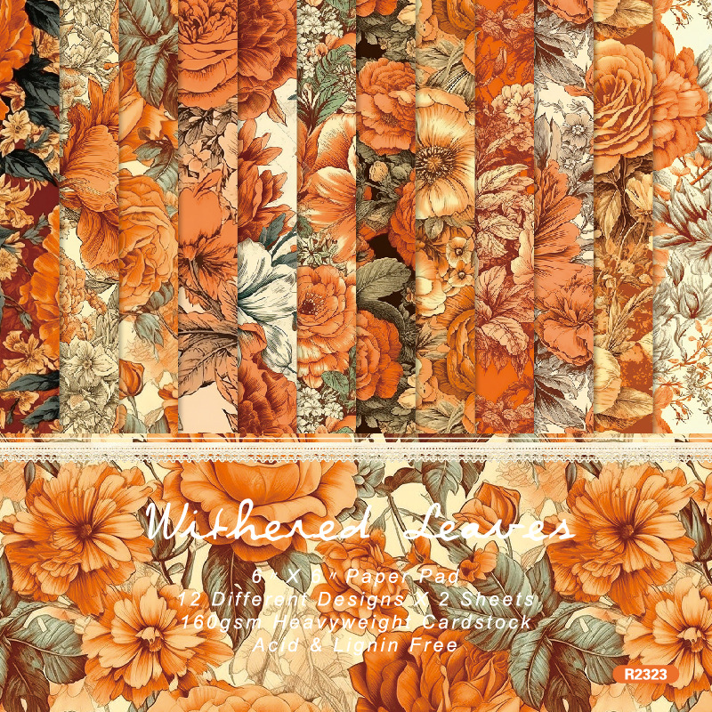 Aesthetic Scrapbook Paper Autumn Flower Theme Single-sided