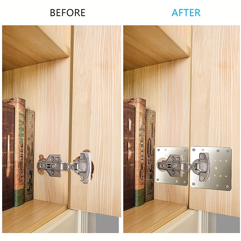  Hofivack Kit de reparación de bisagras de 16 piezas, placa de  reparación de bisagra de gabinete de acero inoxidable con tornillo de  montaje para muebles y puertas de gabinete de cocina (