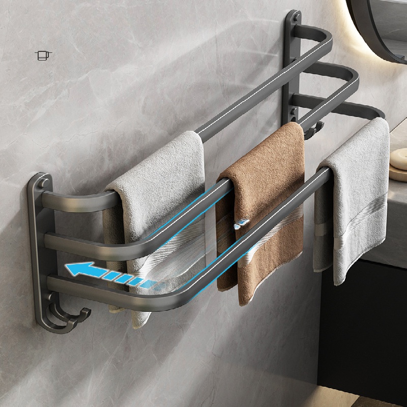 Punch-free Bathroom Towel Rack, Toilet Shelf Towel Bar, Stick Wall Hanging  Towel Storage Rack, Suitable For Towel Bath Towel Storage And Finishing -  Temu