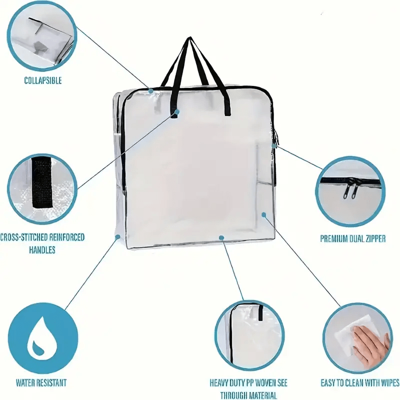 Over-Sized Clear Storage Bag with Strong Handles and Zippers - Veno Bags