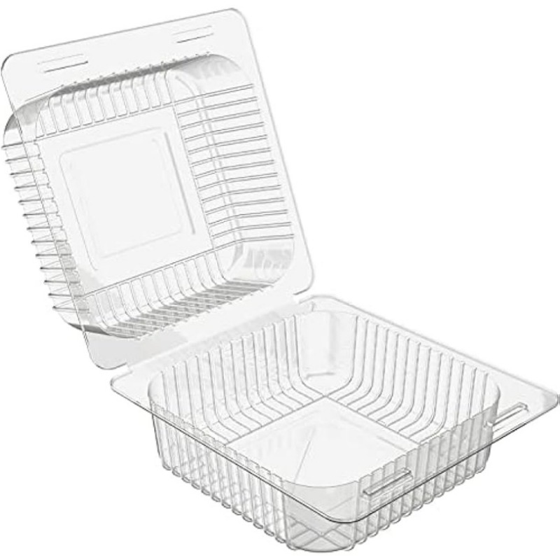 Stock Your Home Plastic 8 x 8 Inch Clamshell Takeout Tray (25 Count) -  Dessert Containers - Plastic Hinged Food Container - Disposable Plastic