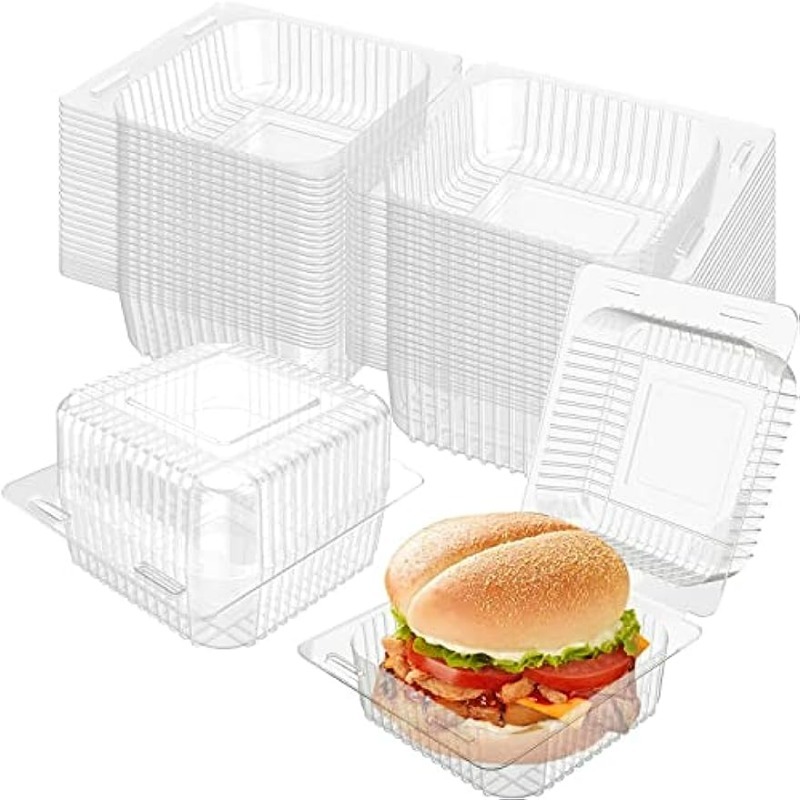 Stock Your Home Plastic 5 x 5 Inch Clamshell Takeout Tray (50 Count) -  Dessert Containers - Plastic Hinged Food Container