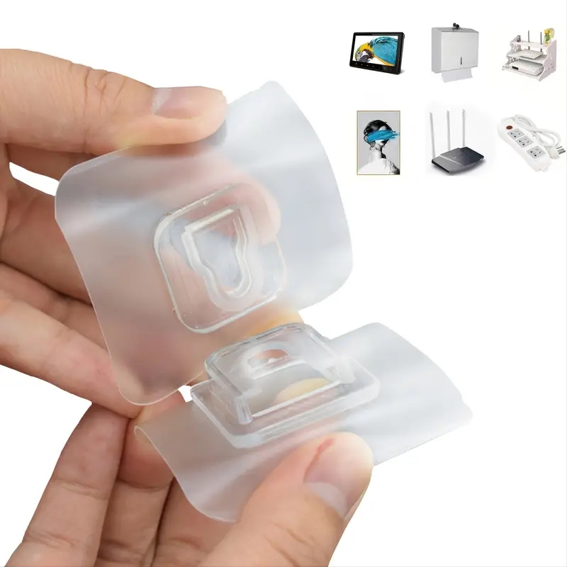 Plastic Transparent Hook Punch Free Self Adhesive Hook - Temu
