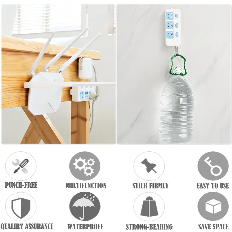 10Pcs Double Sided Wall Hook Double-Sided Adhesive Wall Hooks Hanger Strong  Transparent Hooks Wall Storage Holder For Kitchen Bathroom