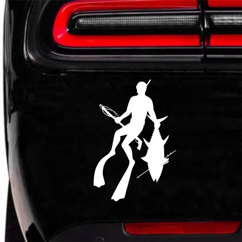 Diving Fishing Spear Fashion Funny Car Sticker For Laptop Bottle Truck  Phone Motorcycle Van SUV Vehicle Paint Window Wall Cup Automobile  Accessories