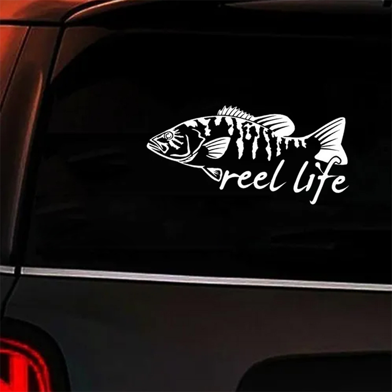 Reel Life Fishing Car Stickers For Laptop Water Bottle Car Truck Van SUV  Motorcycle Vehicle Paint Window Wall Cup Toolbox Guitar Scooter Decal