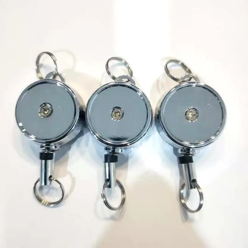 1pc Mini Retractable Key Chain, Metal Badge Reel ID Card Holder, Portable Anti-lost Anti-Theft Keychain Key Ring,Temu