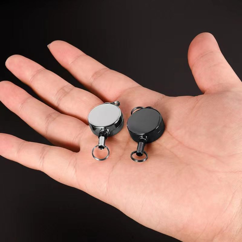 1pc Mini Retractable Key Chain, Metal Badge Reel ID Card Holder, Portable Anti-lost Anti-Theft Keychain Key Ring,Temu
