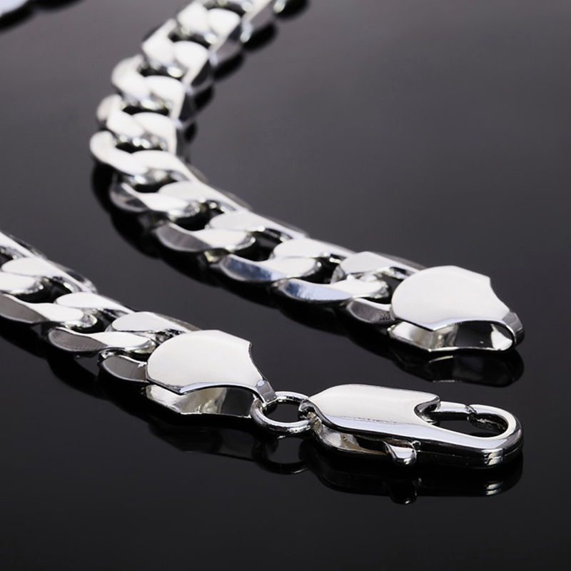 1 Collar Cadena 10 Mm Chapado En Plata 925 Hombres Mujeres - Temu