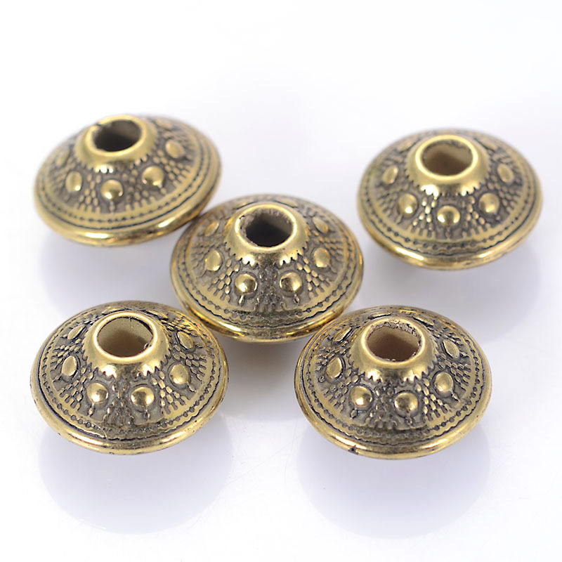 

25pcs Antique Ufo Disc Acrylic Spacer Beads, 14mm Plated Loose Charms For Making - Lightweight &