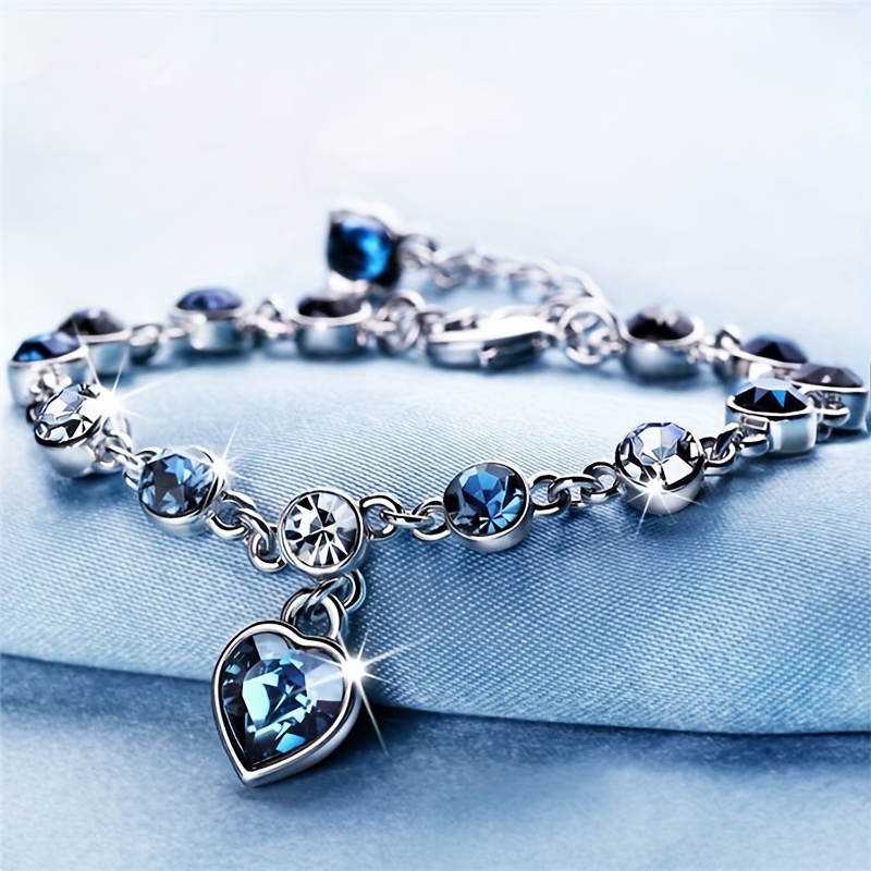 

Stunning Heart Of Ocean Rhinestone Bracelet For Girls- Trendy And Elegant Jewelry, Ideal Choice For Gifts