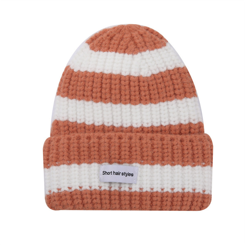 Pink & Orange Color Block Beanie