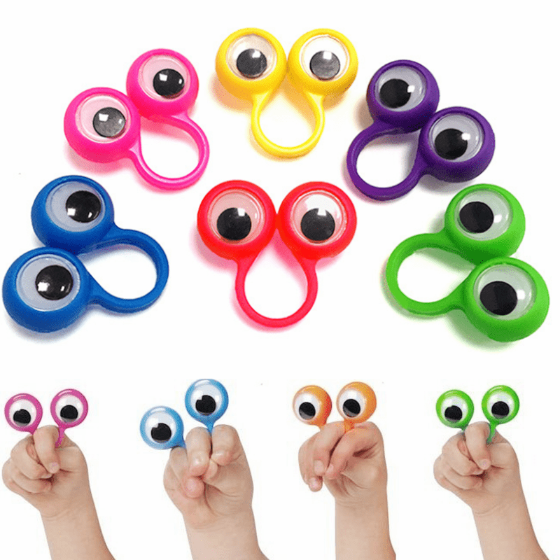 12 PCS Finger Toy Educational Intelligent Finger Toy Large Eyes Finger Ring  Puppets Funny Finger Game Toy for Kids Children Gift Party Favor (Random