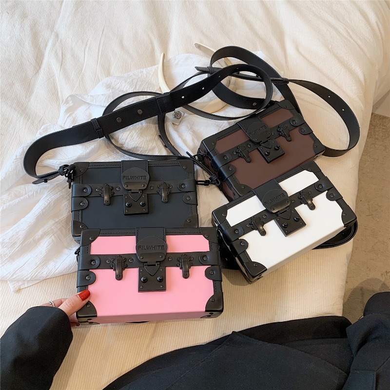 Retro Box Shape Shoulder Bag, Mini Letter Print Clutch Purse, Fashion Square  Crossbody Bag For Women - Temu