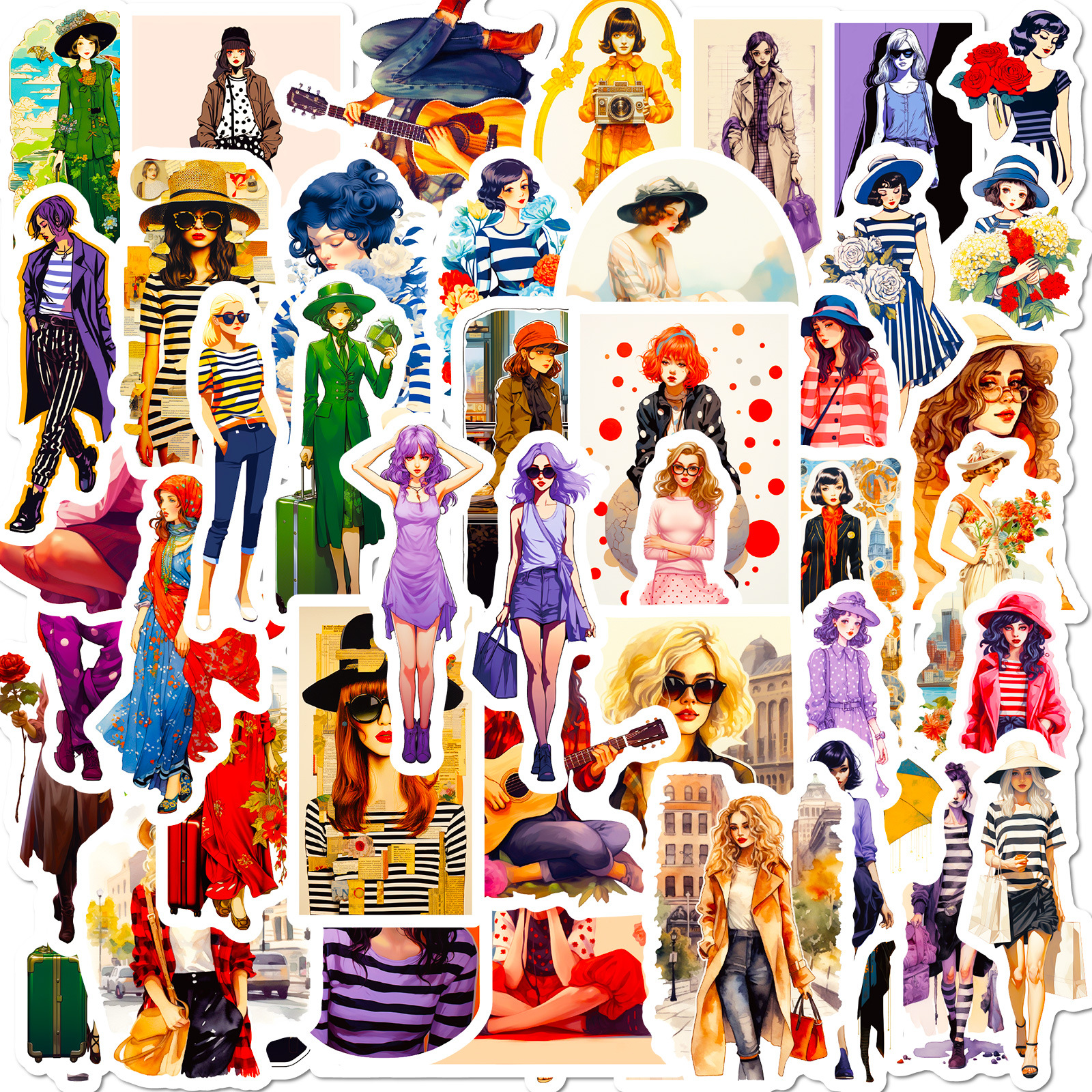 Modern Girl Outfit Sticker Illustration Girl Fashion Wear - Temu