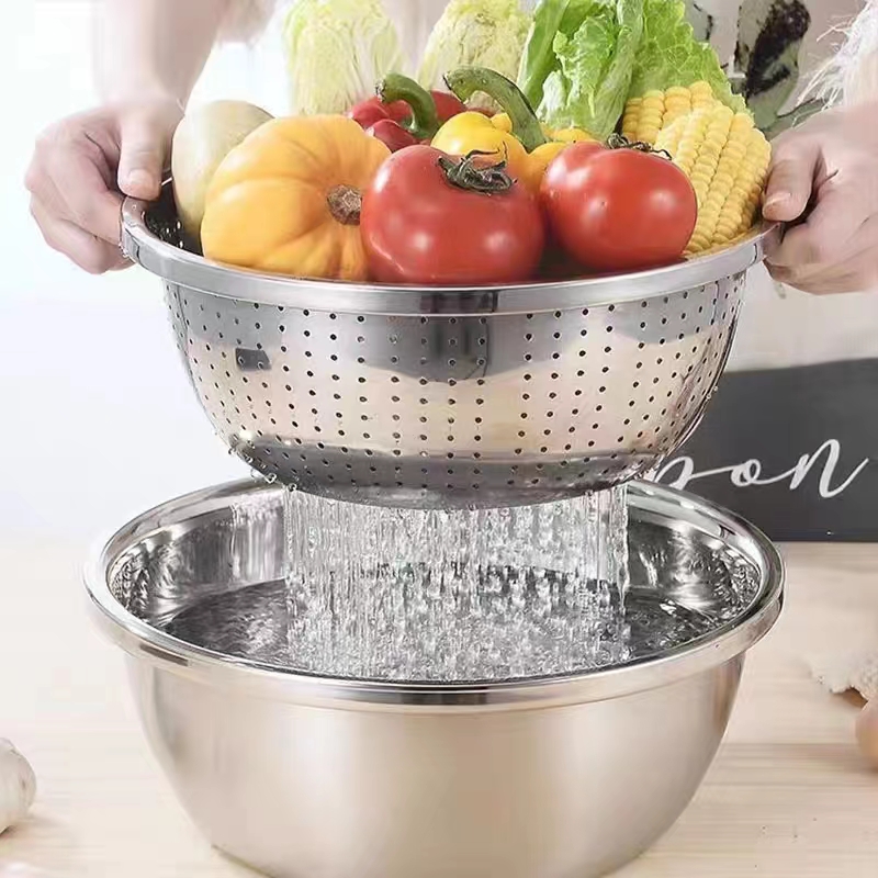 3 in 1 Vegetable Slicer Cutter Drain Basket Stainless Steel Vegetable  Julienne Grater Salad Maker Bowl Kitchen Gadgets
