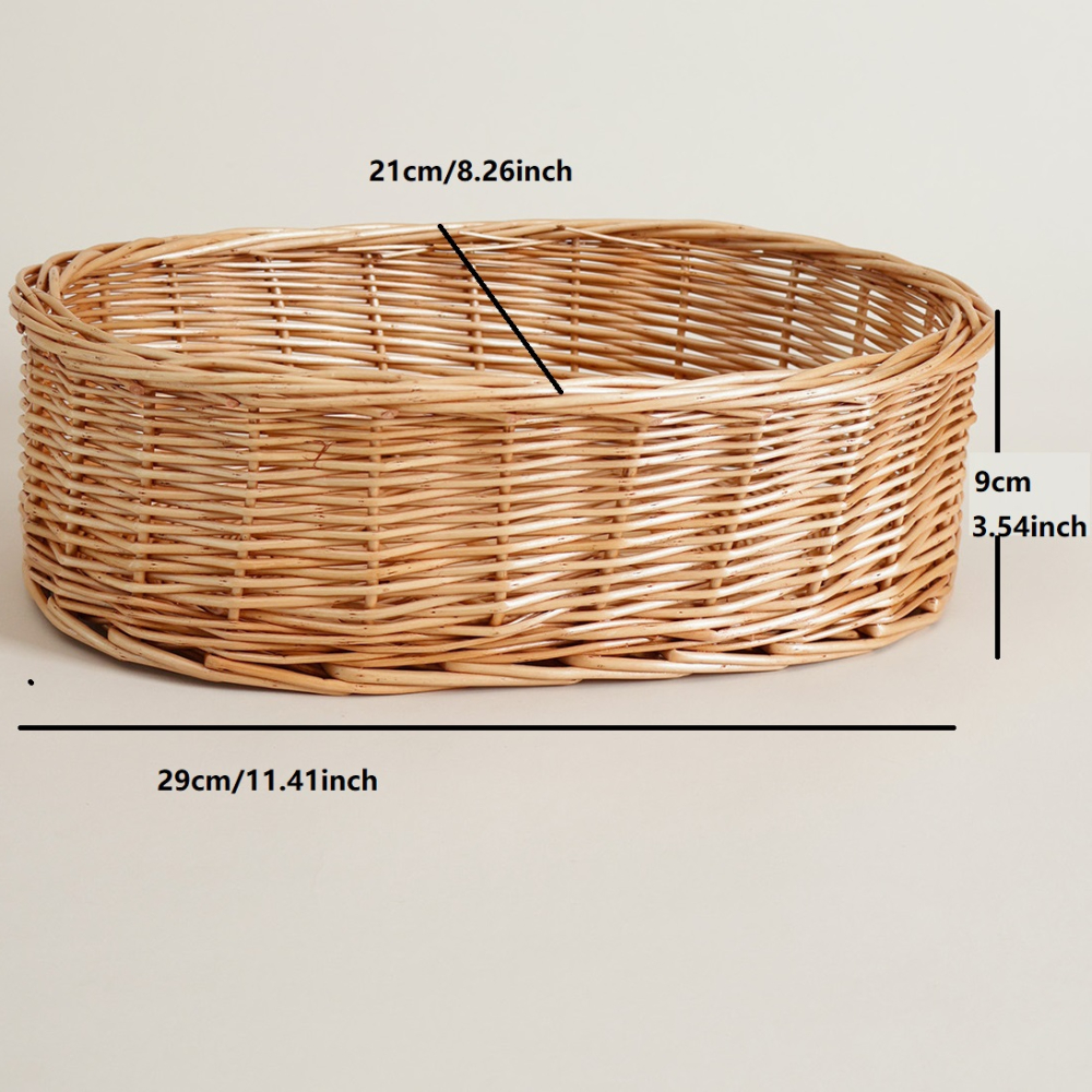  ZENFUN Set of 2 Natural Wicker Bread Baskets, 12 Round Rattan  Woven Fruit Basket, Handmade Willow Food Storage Baskets for Serving  Vegetable, for Kitchen, Home : Home & Kitchen