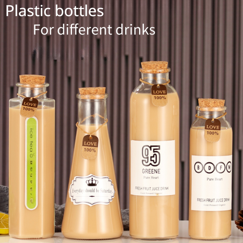 Botellas vacías de plástico PET de 16 onzas, paquete de 14 recipientes  reutilizables transparentes desechables para leche a granel con tapas  negras a