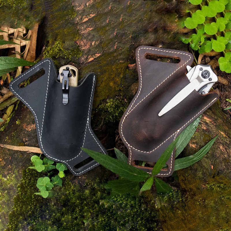 Leather Pocket Knife Sheath For Belt Edc Belt Folding Knife - Temu
