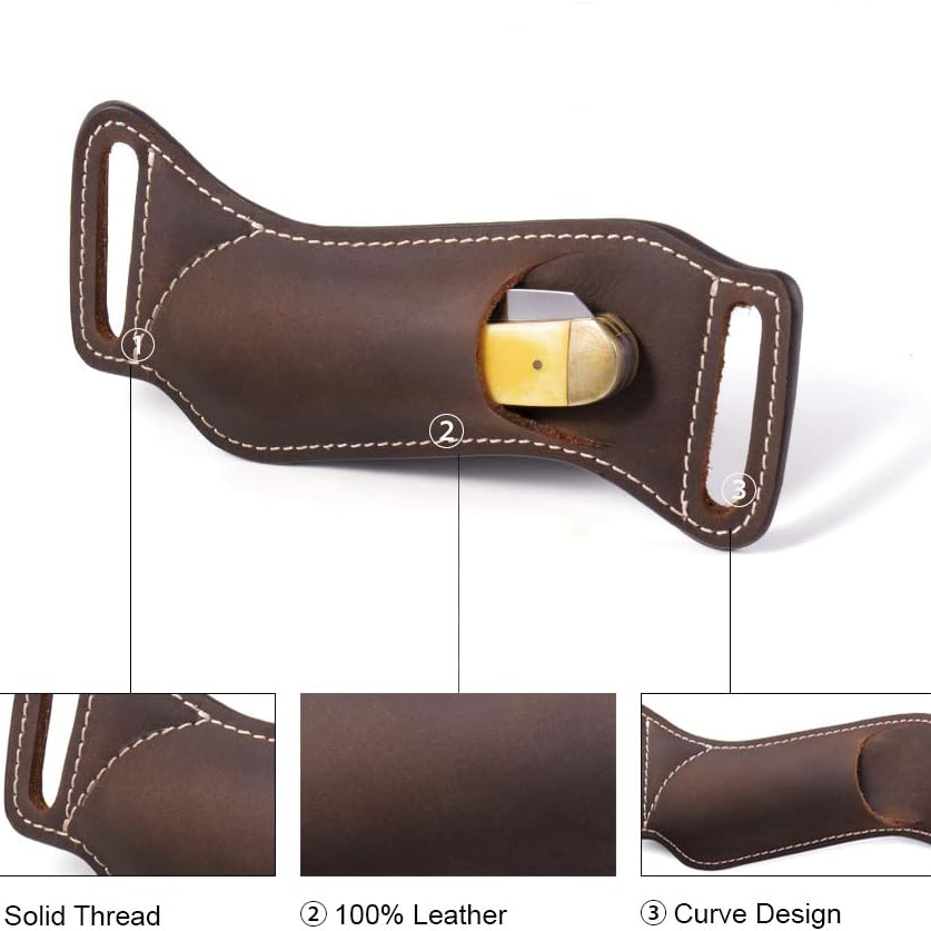 Pu/leather Pocket Knife Sheath For Belt Edc Belt Folding - Temu