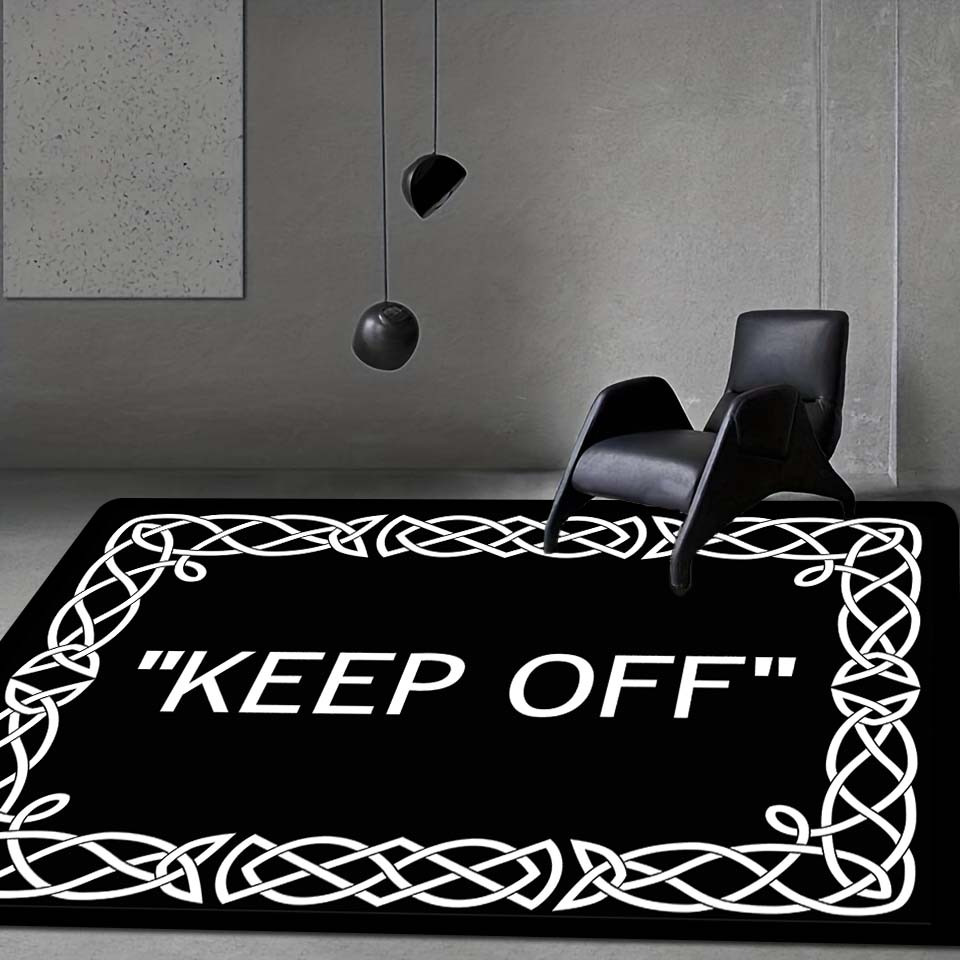 Keep Off Area Rug Black White Rug Stay Away Living Room Rug - Temu