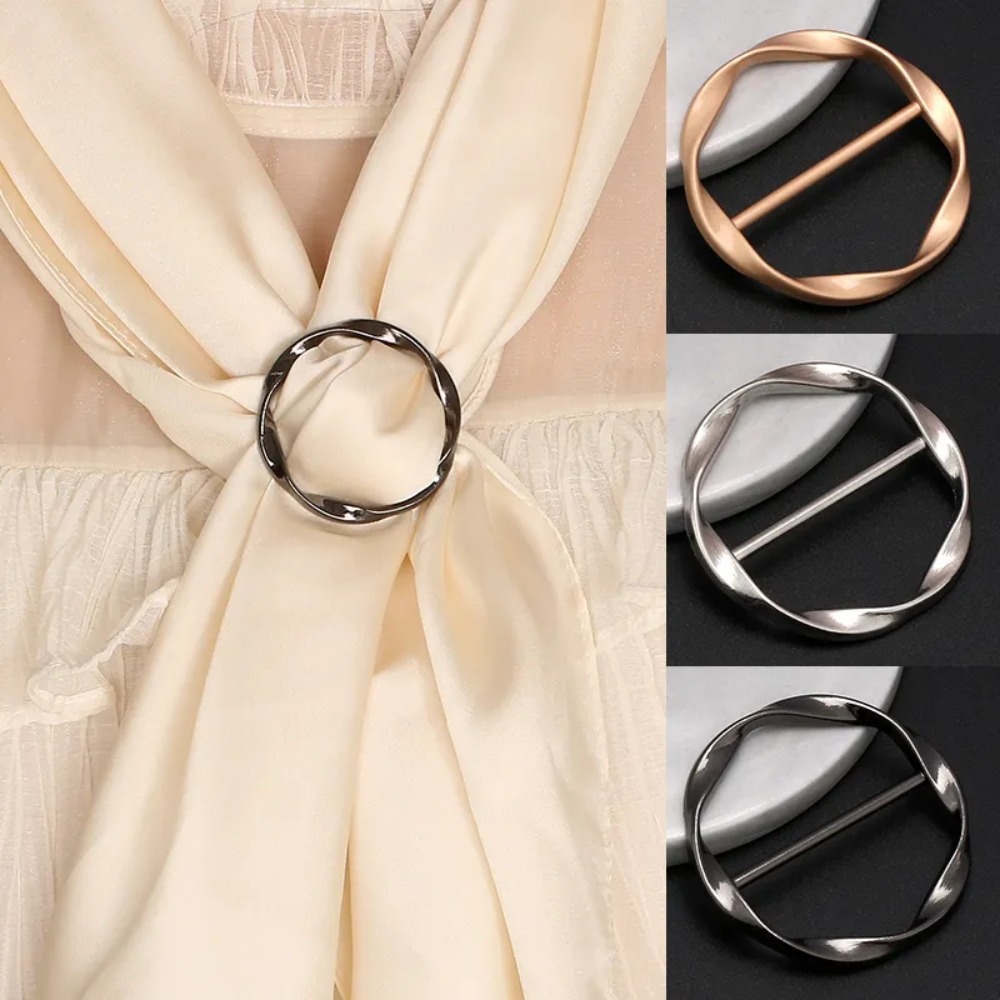 Fashion Rose Gold Trio Scarf Ring Silk Scarf Buckle Clip Slide Jewelry  Brooches