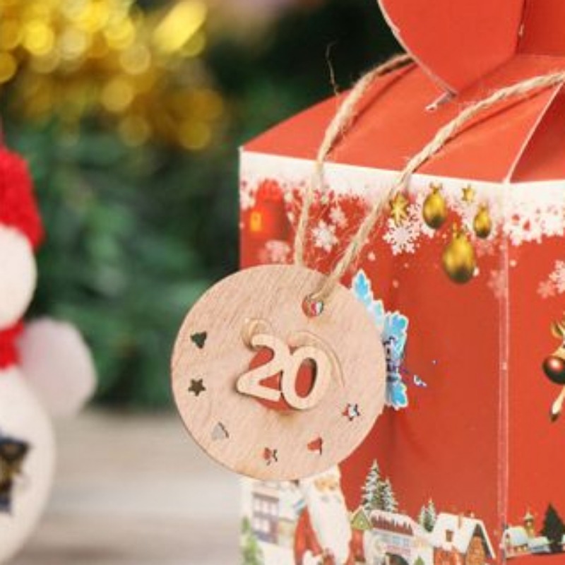 Countdown Christmas Advent Calendar Wooden Pendant Gift Bags - Temu