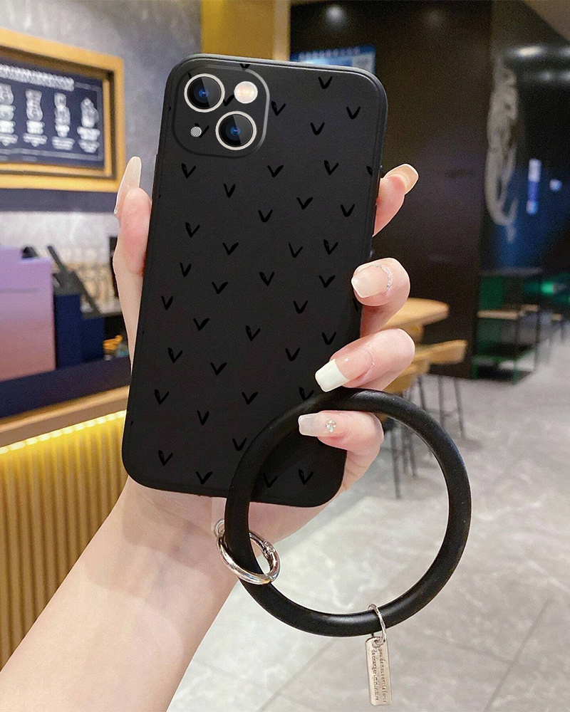 Funda de teléfono de silicona líquida con cordón para iPhone, funda de  cuerda de collar ultrafina