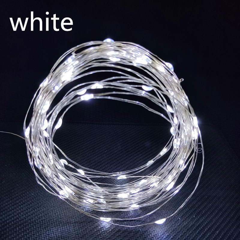 50 LED Battery Operated Lights Pure White on White Wire